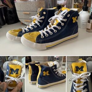 University of Michigan High Top Sneakers Womens Size 10 U of M Maize & Blue